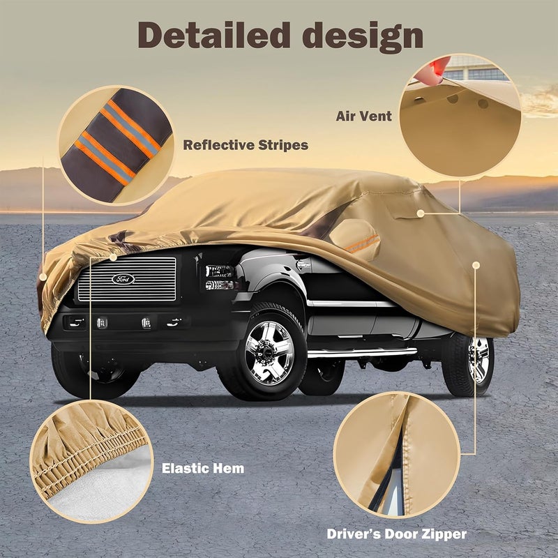 FSGRICH Car Cover Waterproof All Weather Compatible with F250/f350 1999-2024, Outdoor Heavy Duty Anti-UV Car Covers Rain Sun Snow Protection with Zipper and Windproof Buckle - Image 2